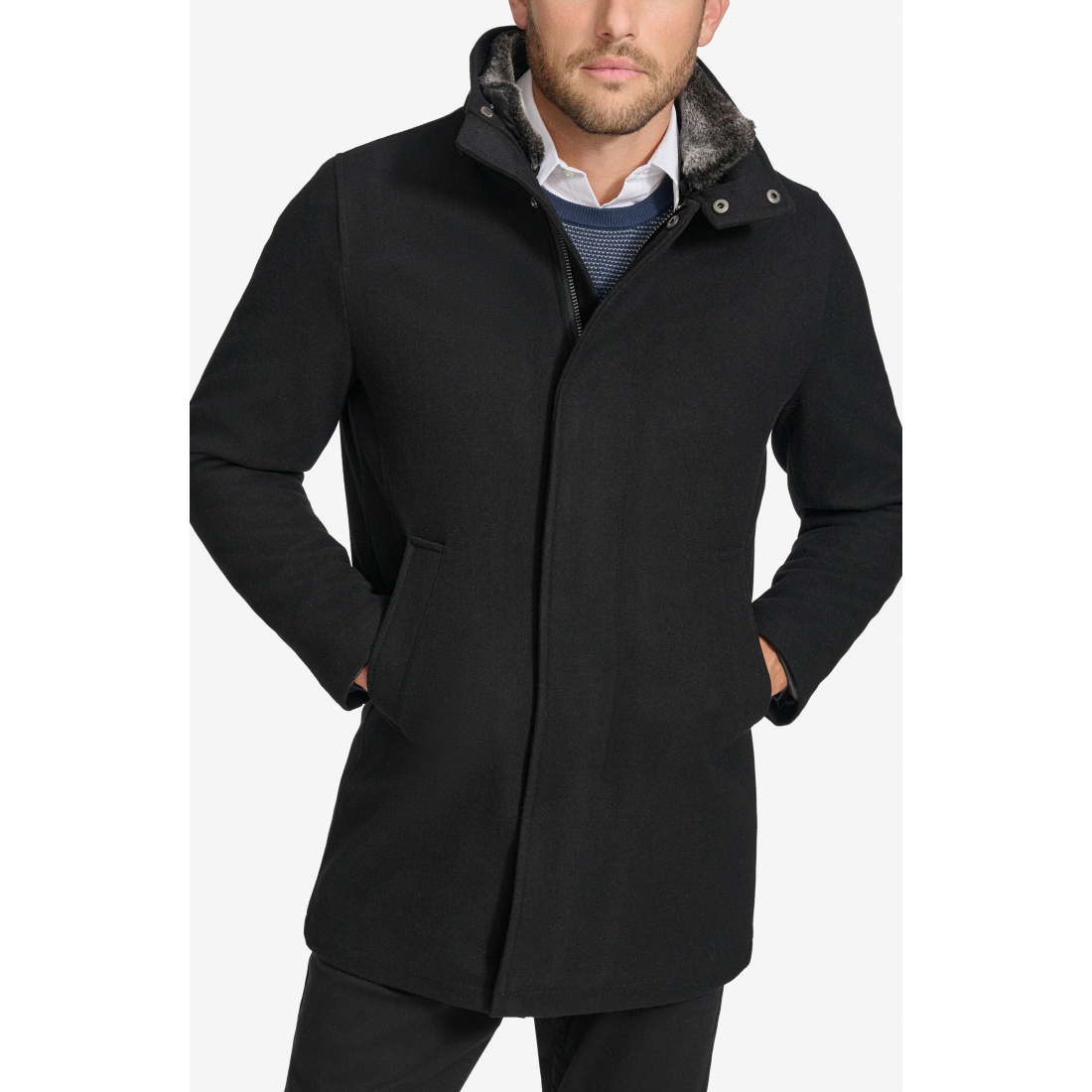 Manteau 'Walking with Faux Fur Trim' pour Hommes