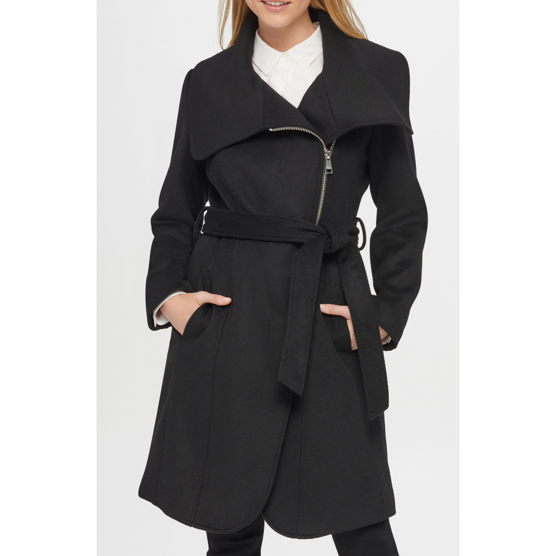 'Asymmetric Wool Blend Coat' Mantel für Damen