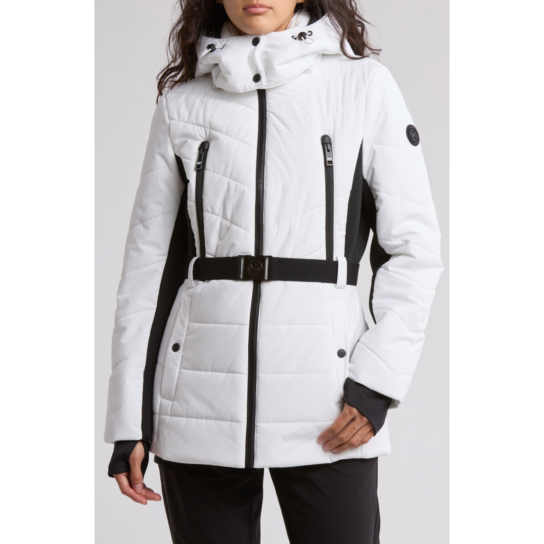 Veste matelassée 'Hooded Belted Chevron Quilted' pour Femmes