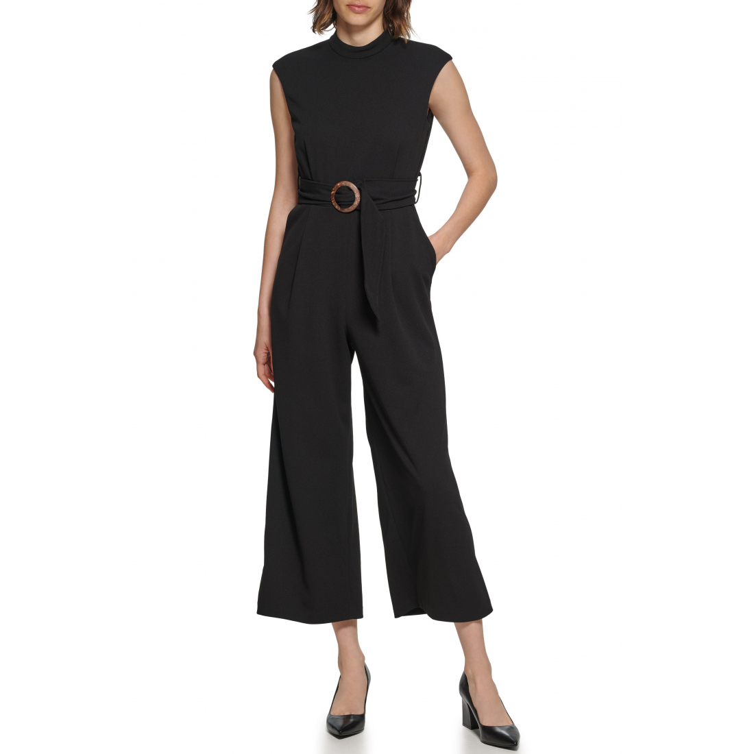 Women's 'Belted Scuba Crepe' Jumpsuit