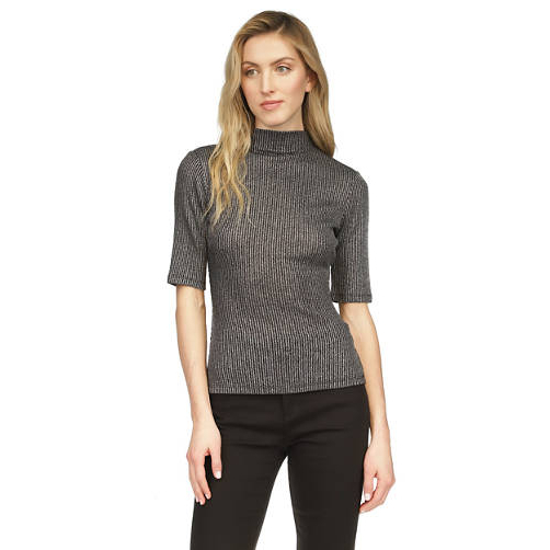 Top 'Elbow Metallic Mock Neck' pour Femmes