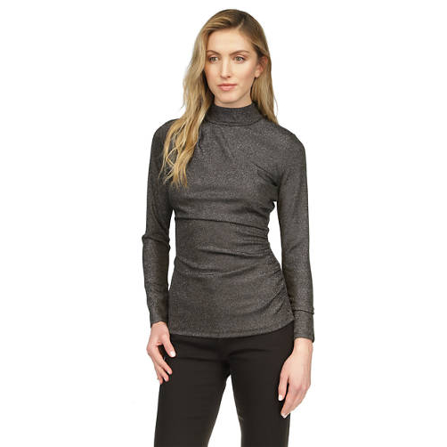 Top 'Ruched Mock Neck Glitter Knit' pour Femmes
