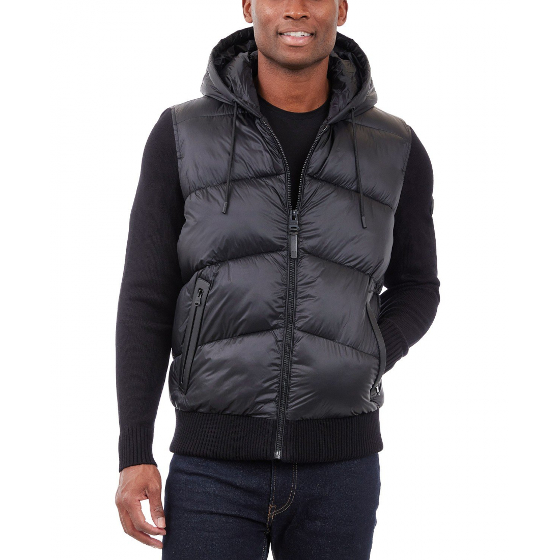 Veste matelassée 'Mixed-Media Hooded Zip' pour Hommes