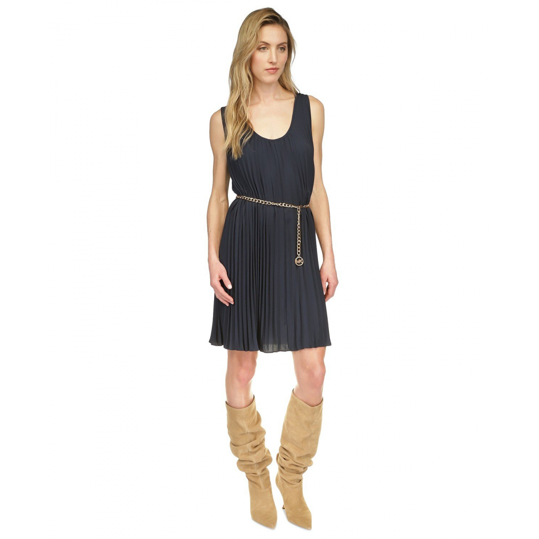 Women's 'Pleated Belted' Tank Dress