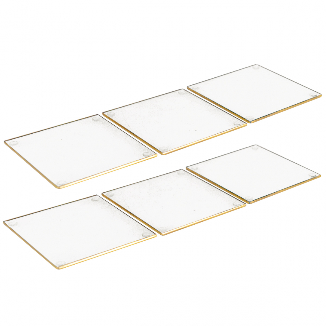 Square Coasters With Gold Edge - Set Of 6