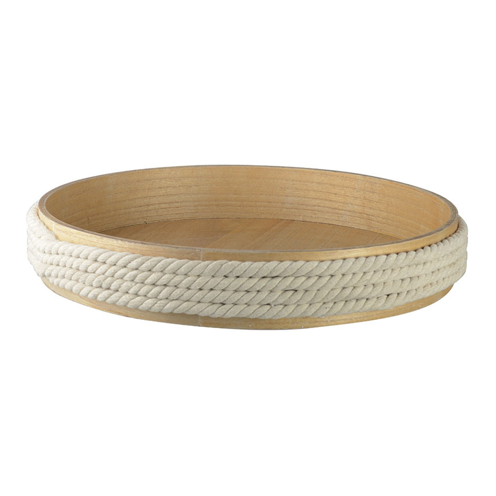 Round Wooden Tray With Rope 45Cm