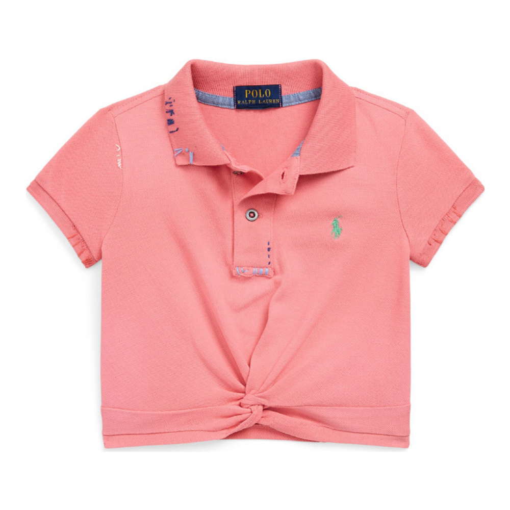 Little Girl's 'Twist Front Stretch Mesh Polo Shirt'