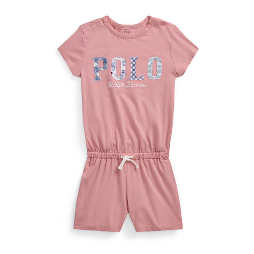 Little Girl's 'Mixed Logo Cotton Jersey Romper'