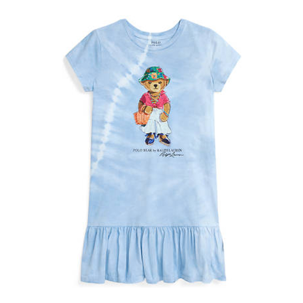'Tie Dye Polo Bear Cotton T-Shirt Dress' pour Grandes filles