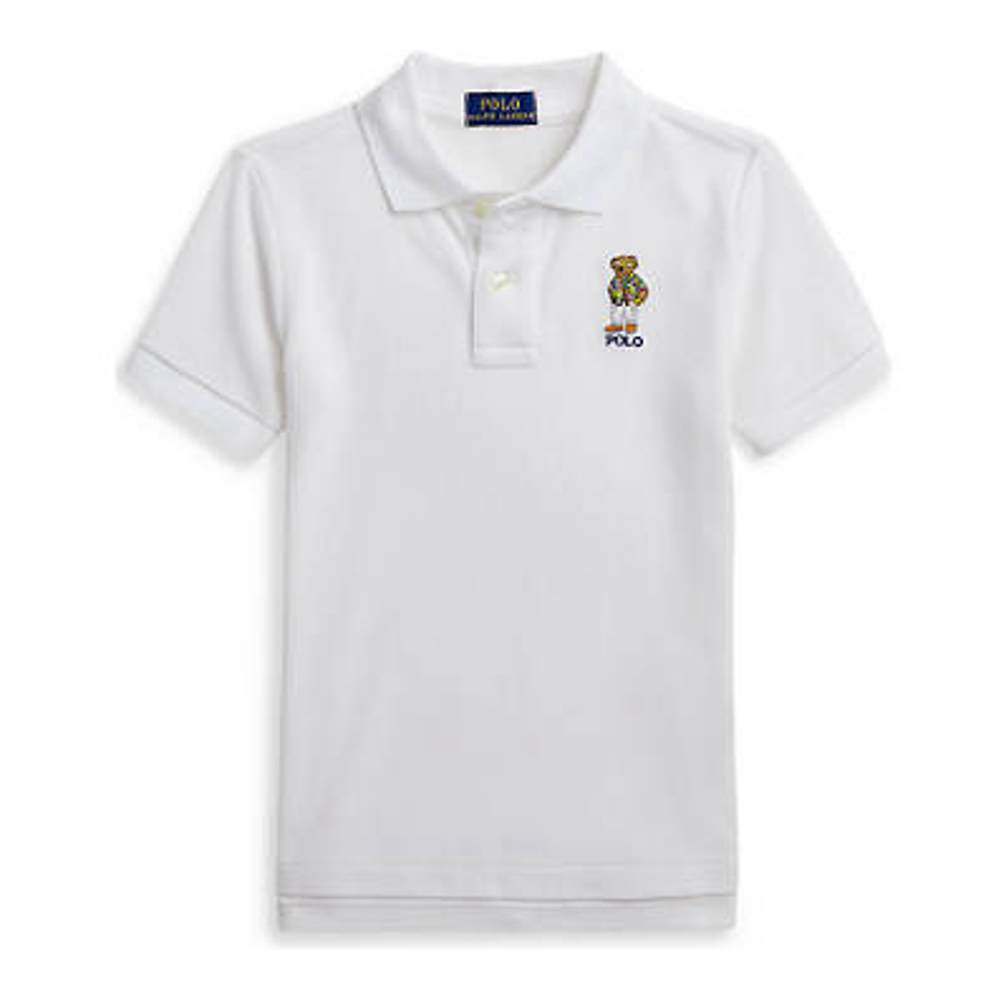 Little Boy's 'Polo Bear Cotton Mesh Polo Shirt'