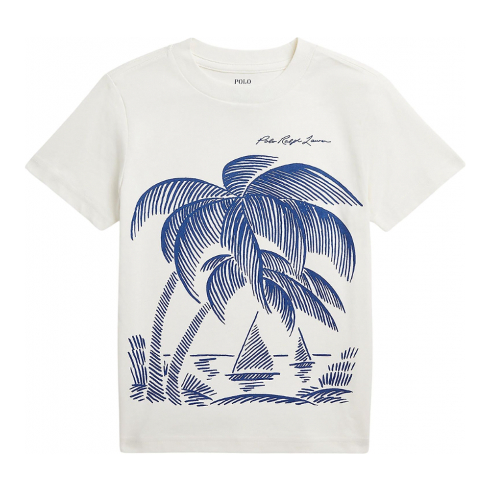 'Beach Print Cotton Jersey T-Shirt' pour Enfant et petit garçon