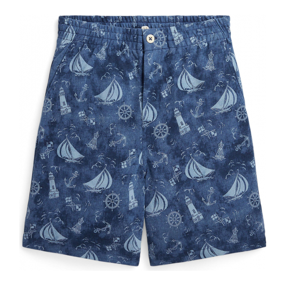 'Nautical Printed Cotton Mesh Shorts' pour Grands garçons