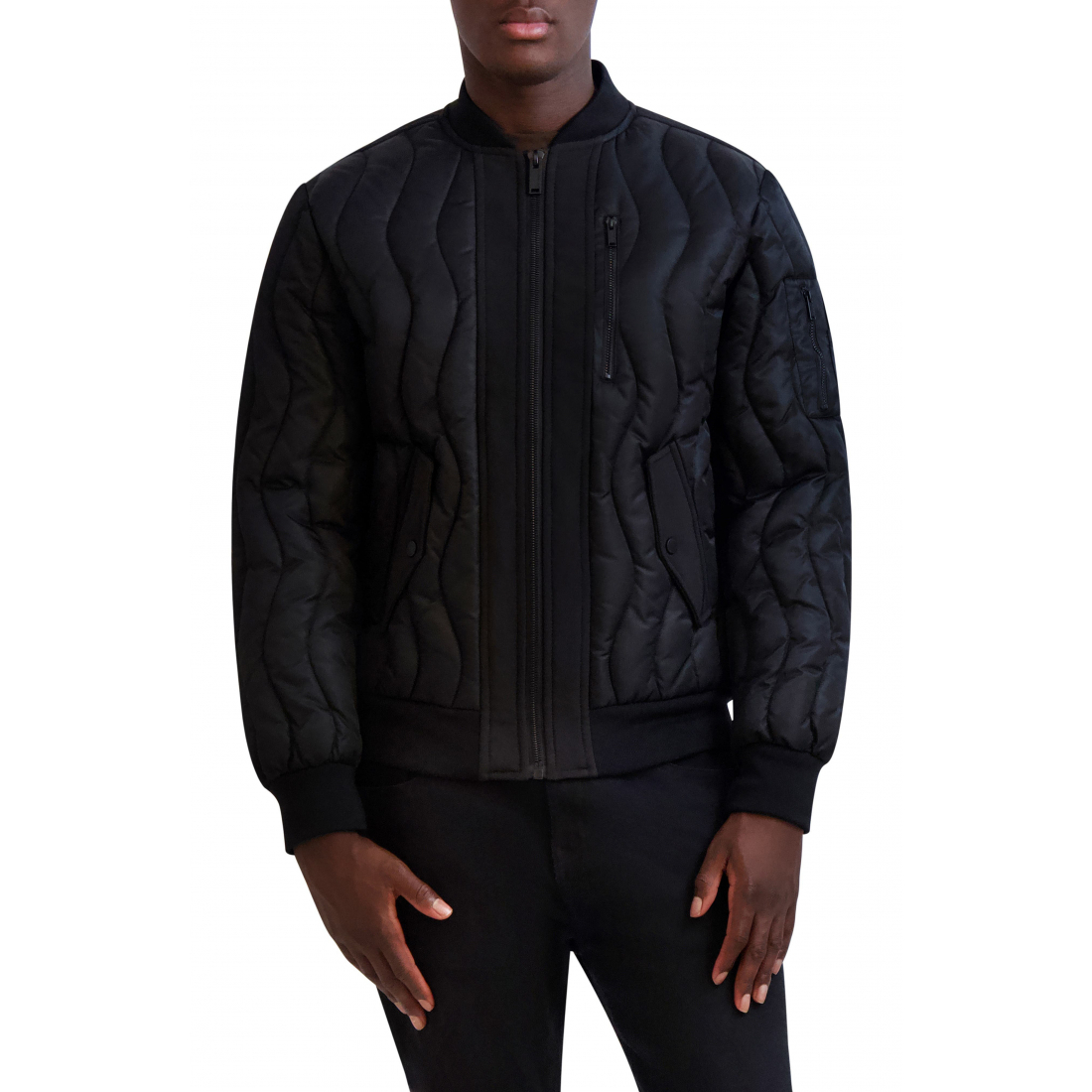 Blouson bomber 'Wavy Quilted Bomber Jacket' pour Hommes
