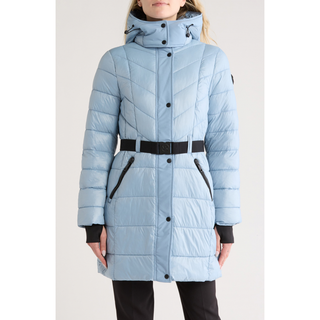'Hooded Belted Long Puffer Jacket' pour Femmes