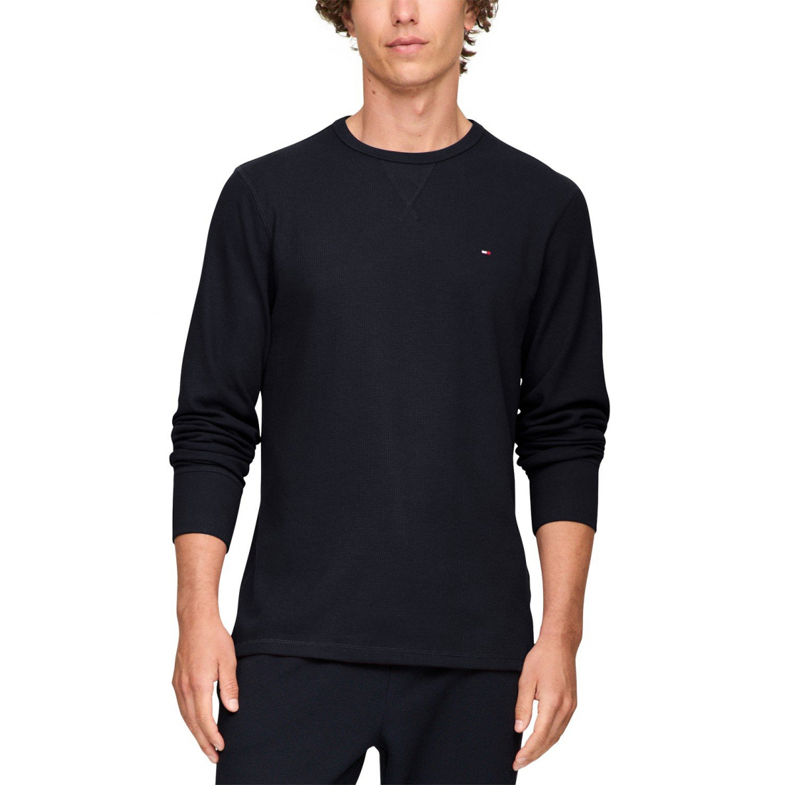 'Waffle-Knit Long-Sleeve Crewneck Thermal Top' pour Hommes