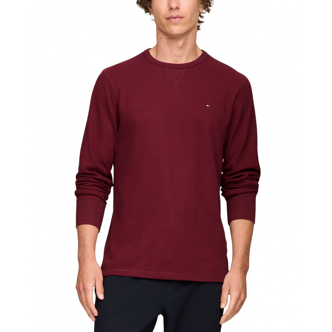 'Waffle-Knit Long-Sleeve Crewneck Thermal Top' pour Hommes