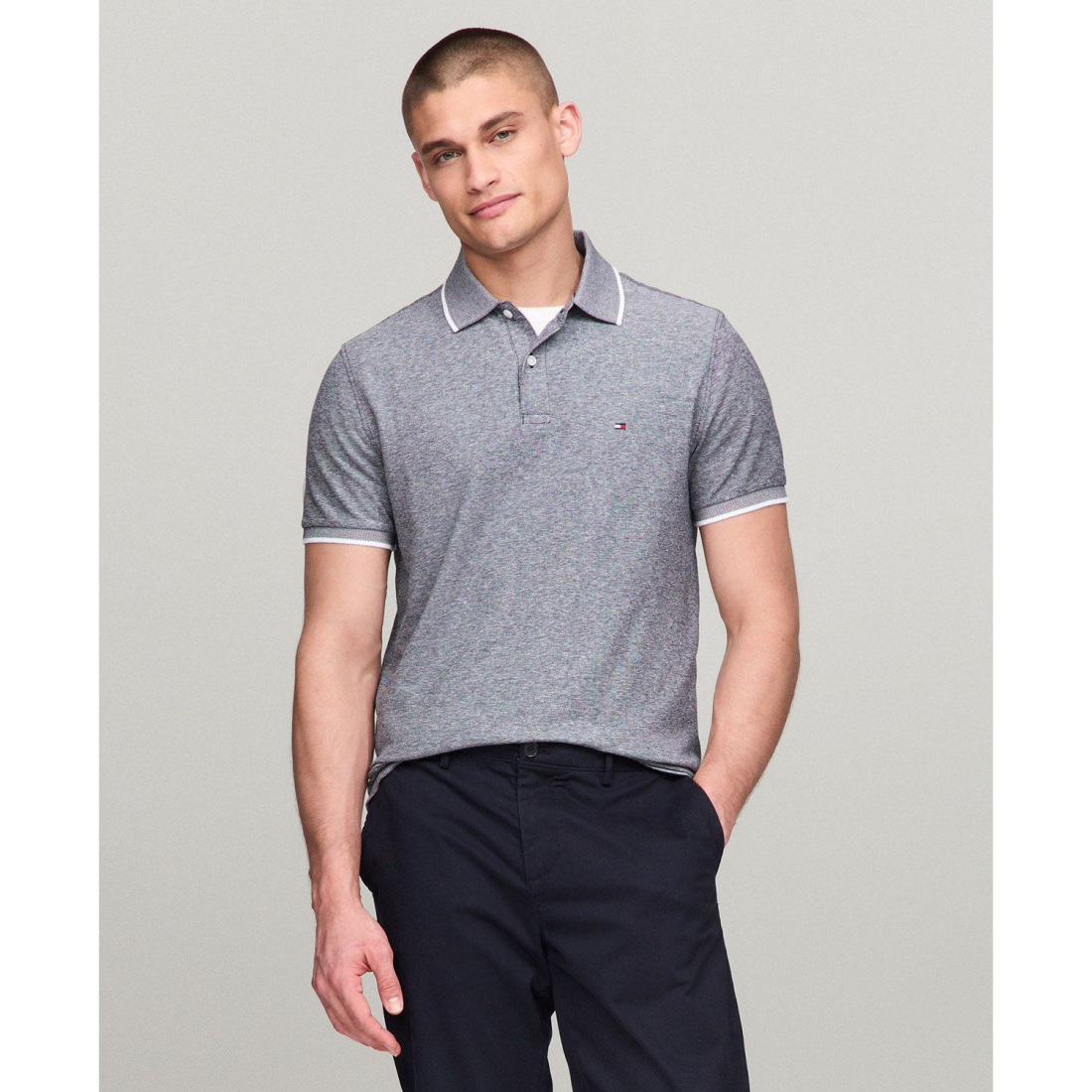 Polo 'Regular-Fit Tipped Linen' pour Hommes
