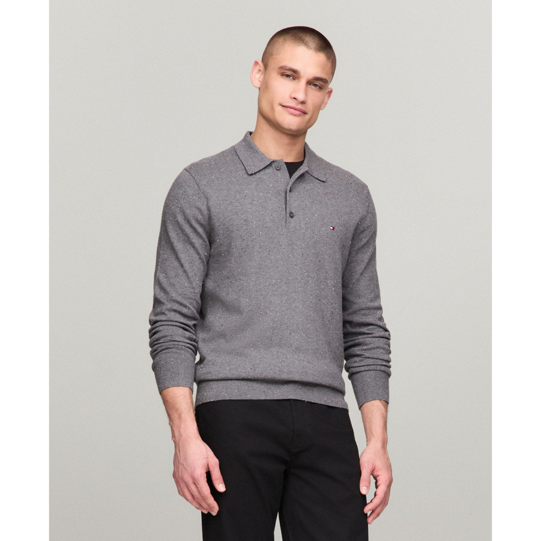 Men's 'Long-Sleeve Polo Cotton Cashmere Sweater'