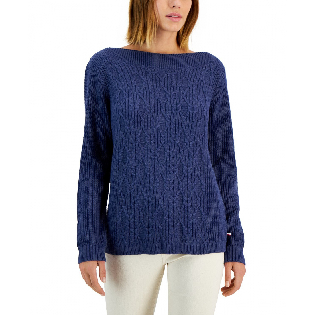 'Boat-Neck Cable Knit Cate Sweater' pour Femmes