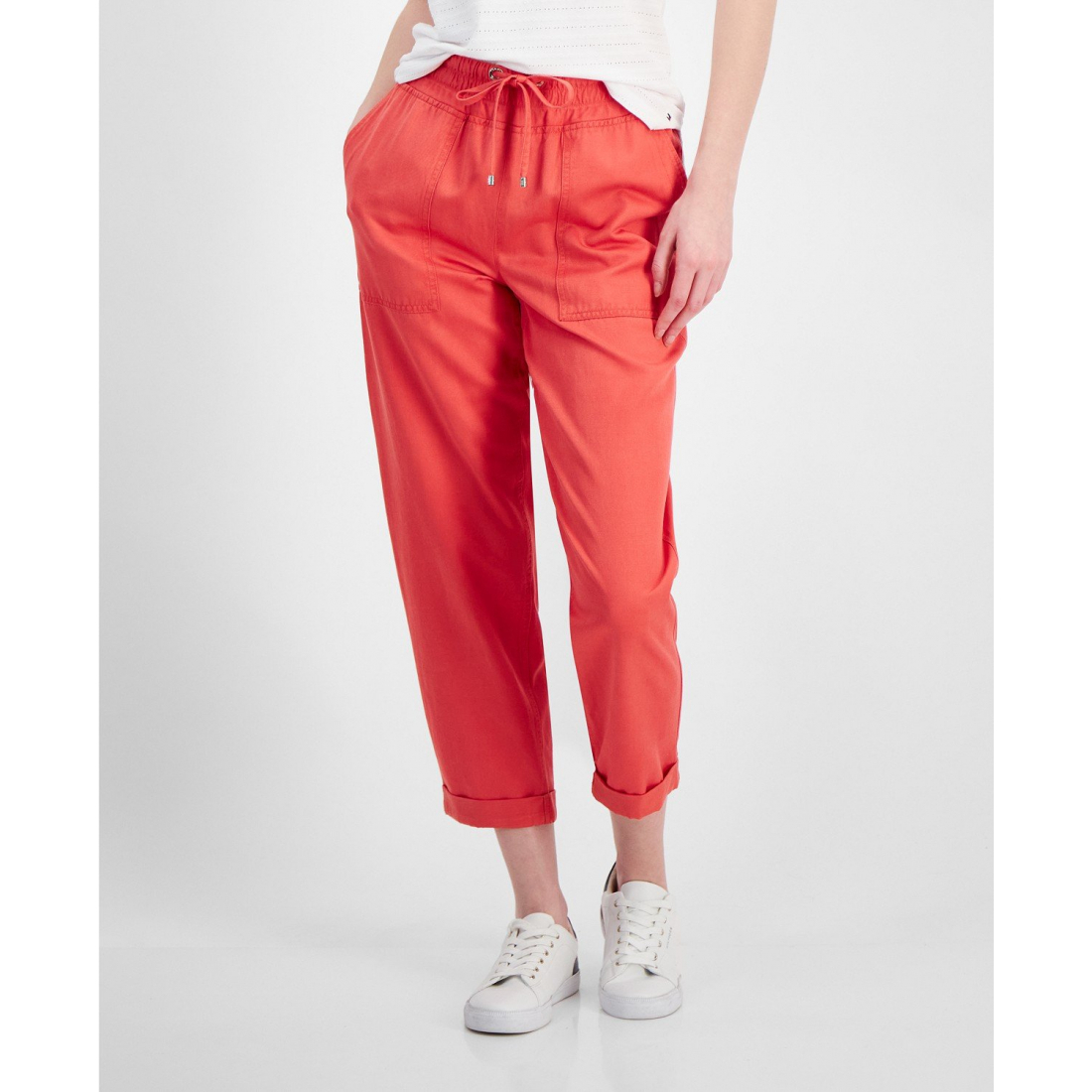 'High Rise Cuffed Twill Pants' pour Femmes