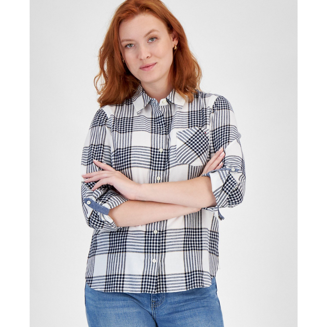 'Perry Plaid Metallic-Threaded Shirt' pour Femmes