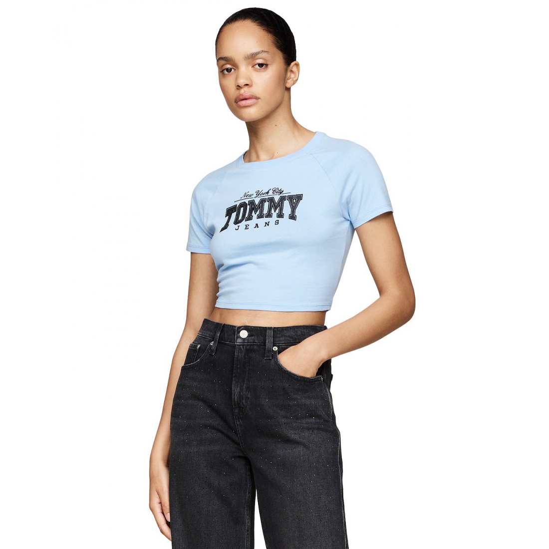 T-shirt 'Cotton Glitter Slim Cropped Varsity' pour Femmes
