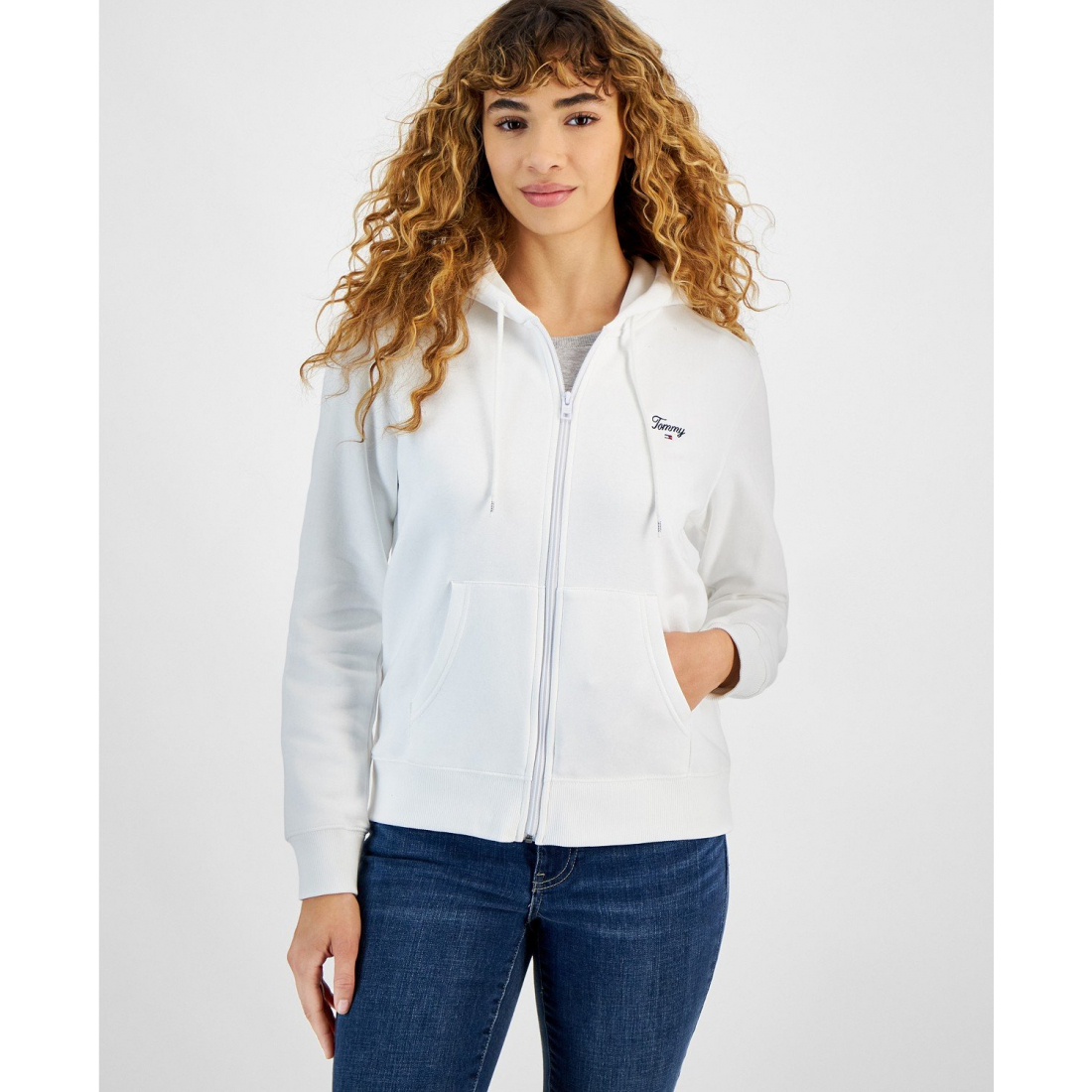 Sweatshirt à capuche  'Script Logo Zip-Front' pour Femmes