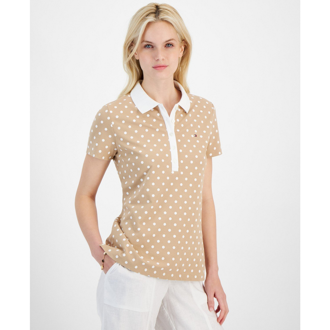 'Polka Dot Polo Top' pour Femmes