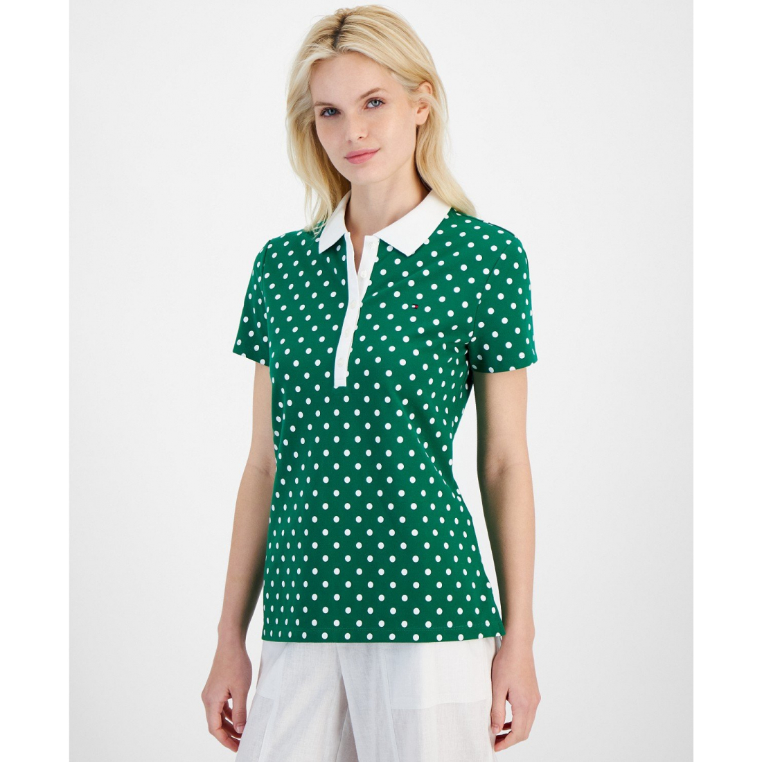 'Polka Dot Polo Top' pour Femmes