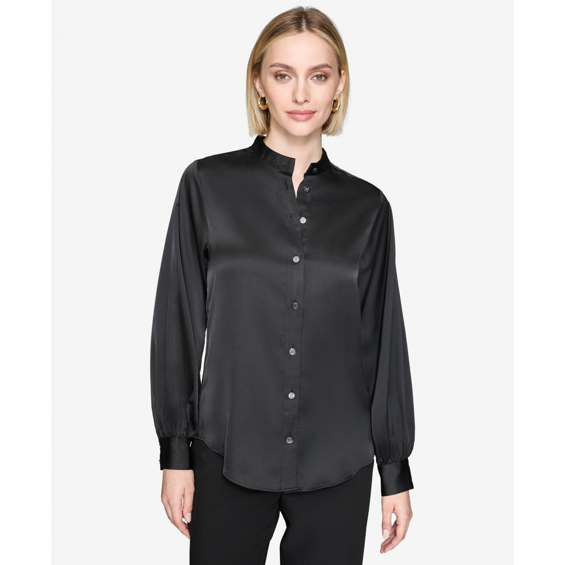 Blouse à manches longues 'Band-Collar Blouse' pour Femmes