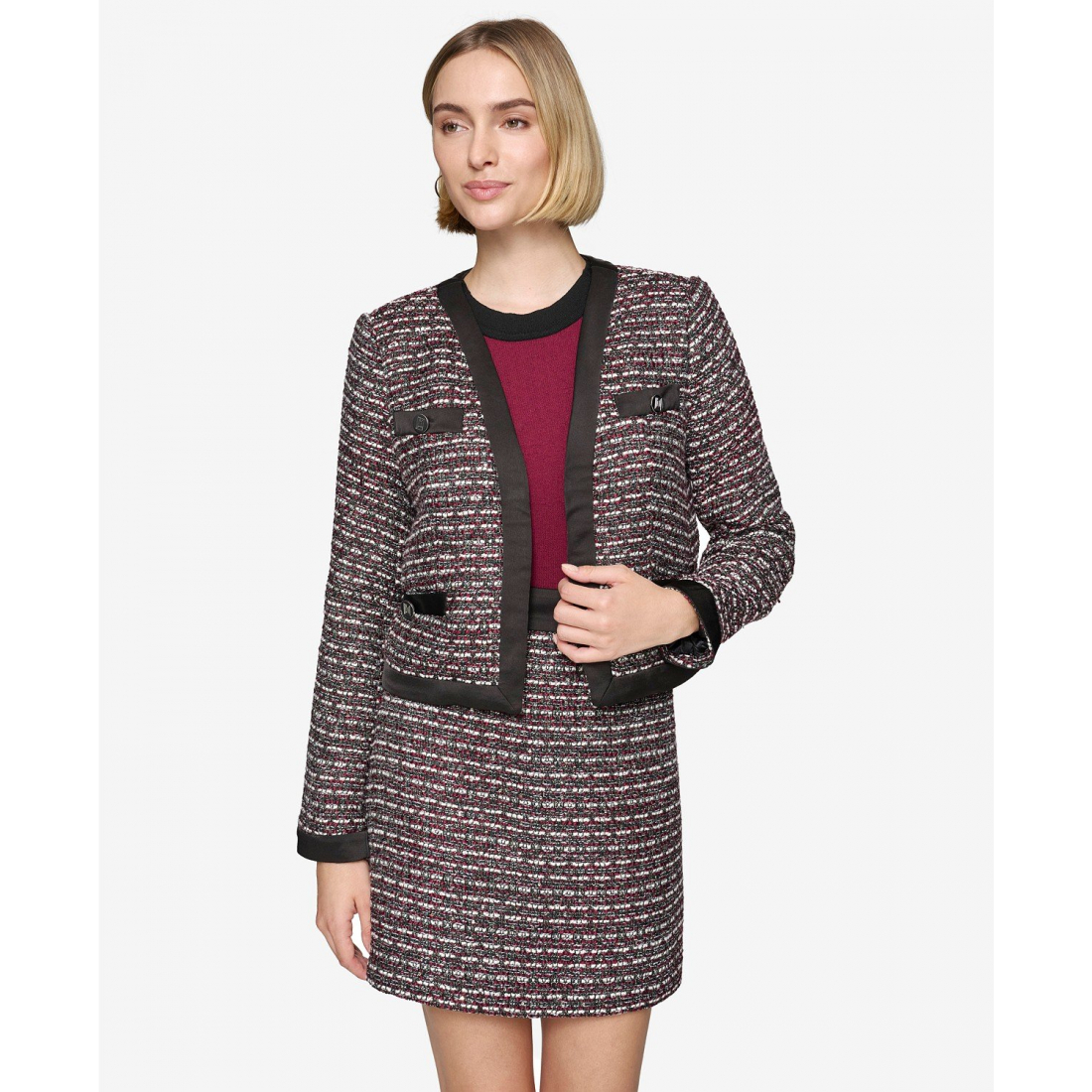'Open-Front Tweed Jacket' pour Femmes
