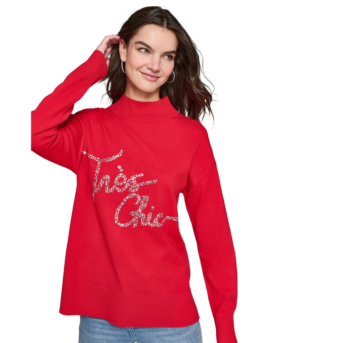 Women's 'Embellished Graphic Mockneck Sweater'