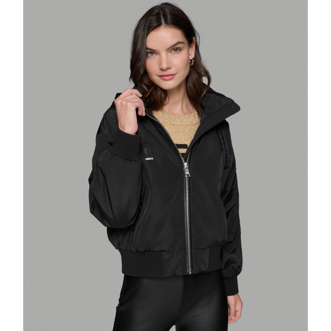 Blouson bomber 'Cropped Logo' pour Femmes