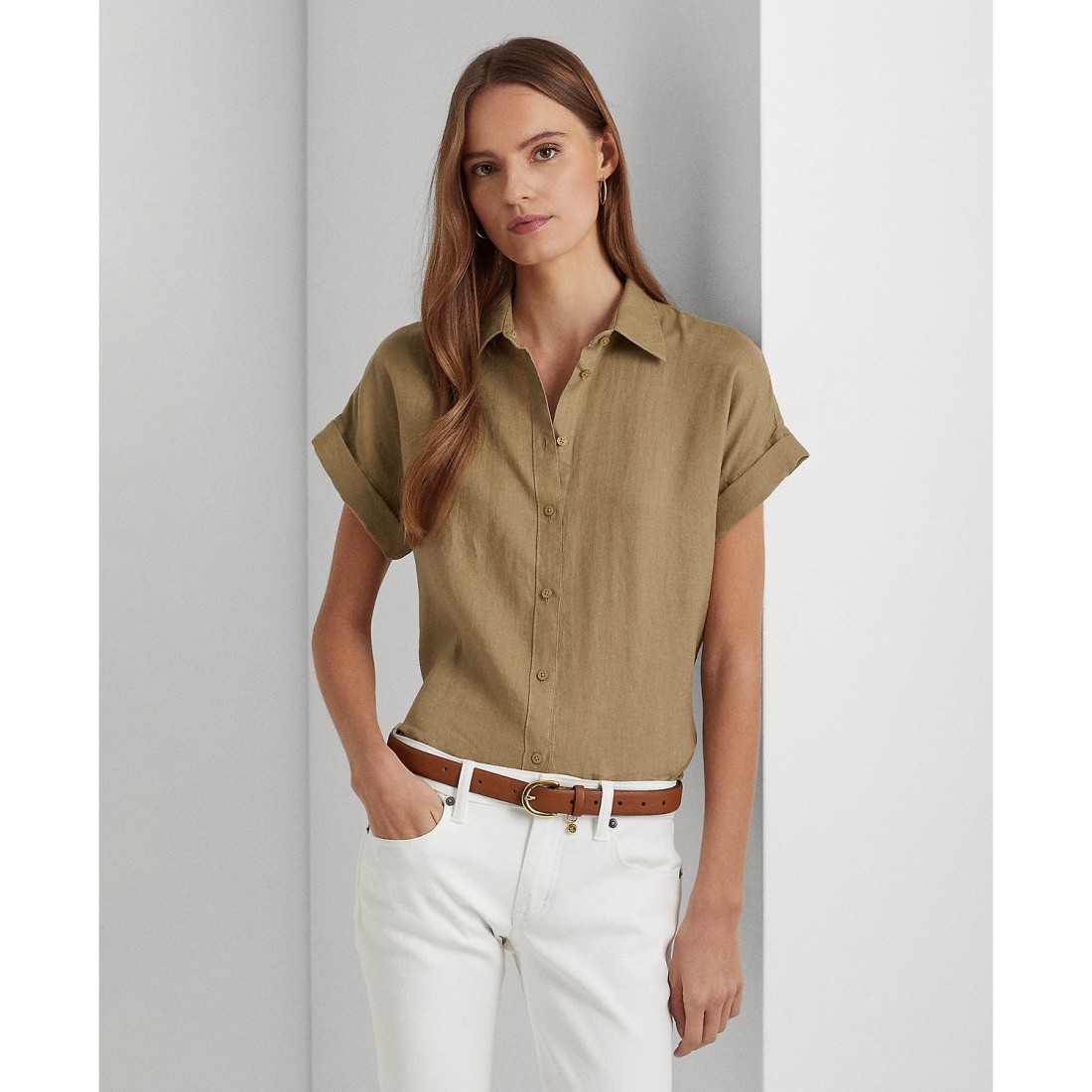 'Dolman-Sleeve Linen Shirt, Regular & Petite' pour Femmes