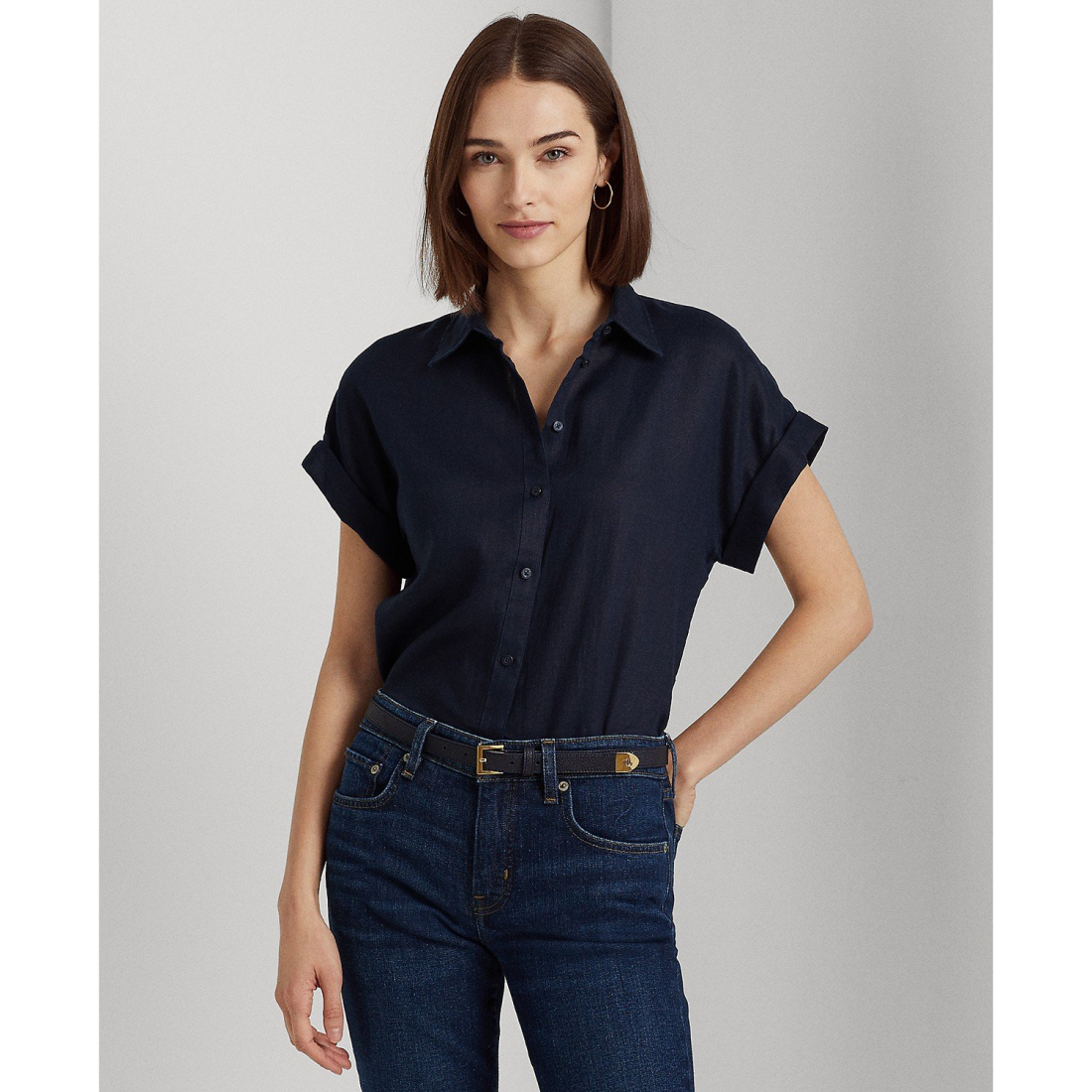 'Dolman-Sleeve Linen Shirt, Regular & Petite' pour Femmes