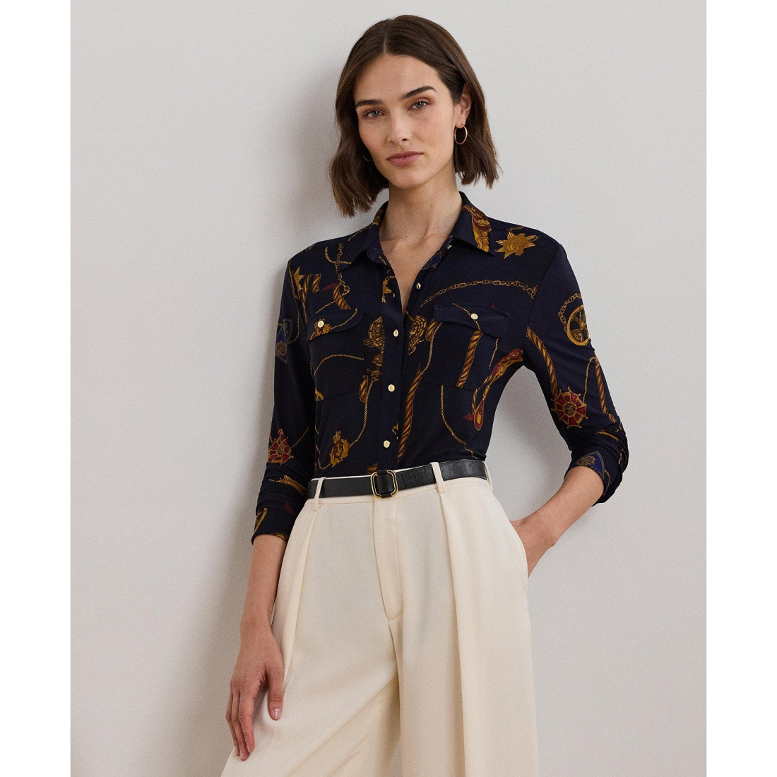 Chemise 'Slim-Fit Belting-Print' pour Femmes