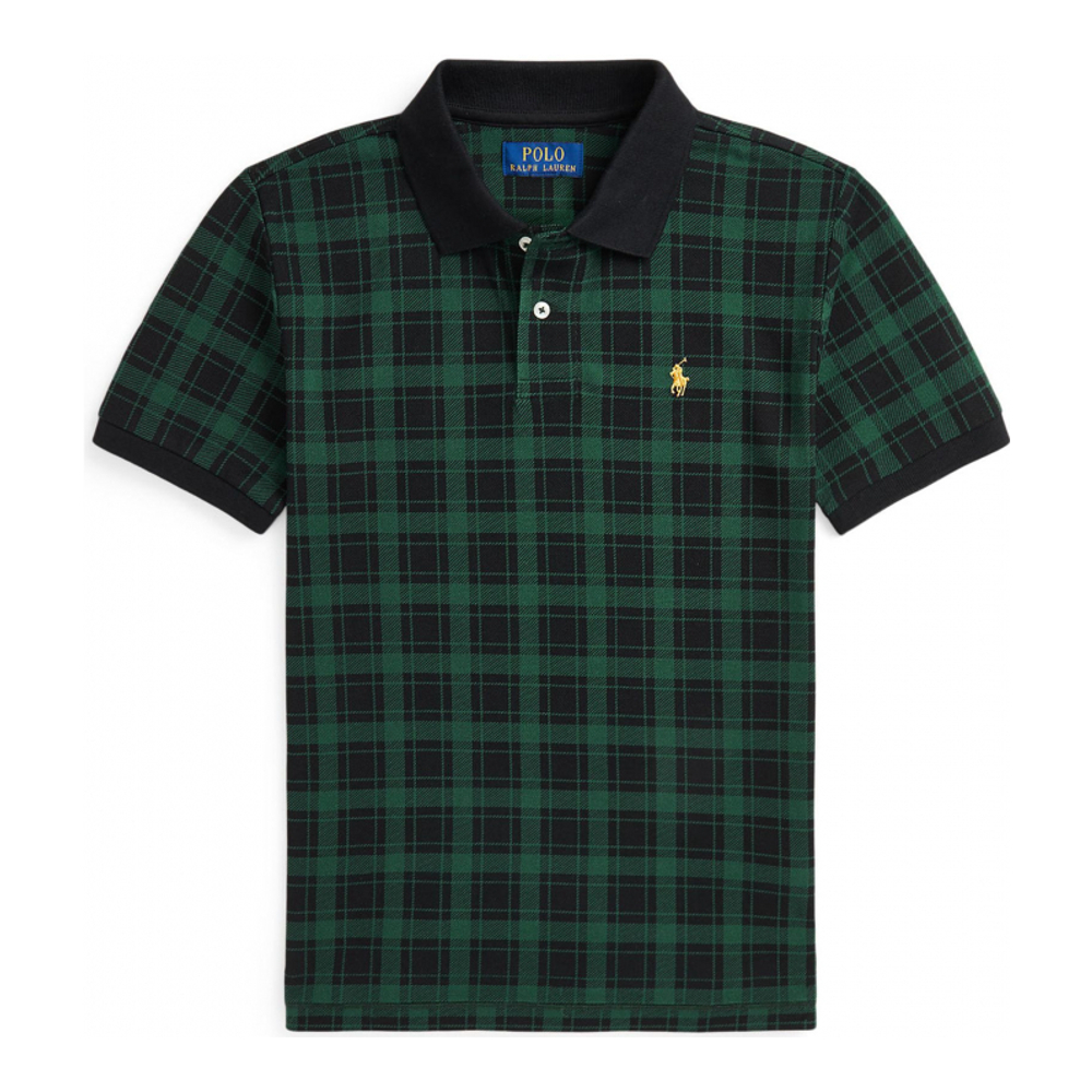 Little Boy's 'Buffalo Check Cotton Mesh Polo Shirt'