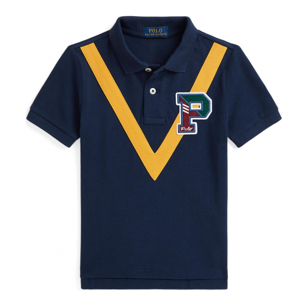 'Cotton Mesh Letterman Polo Shirt' pour Enfant et petit garçon