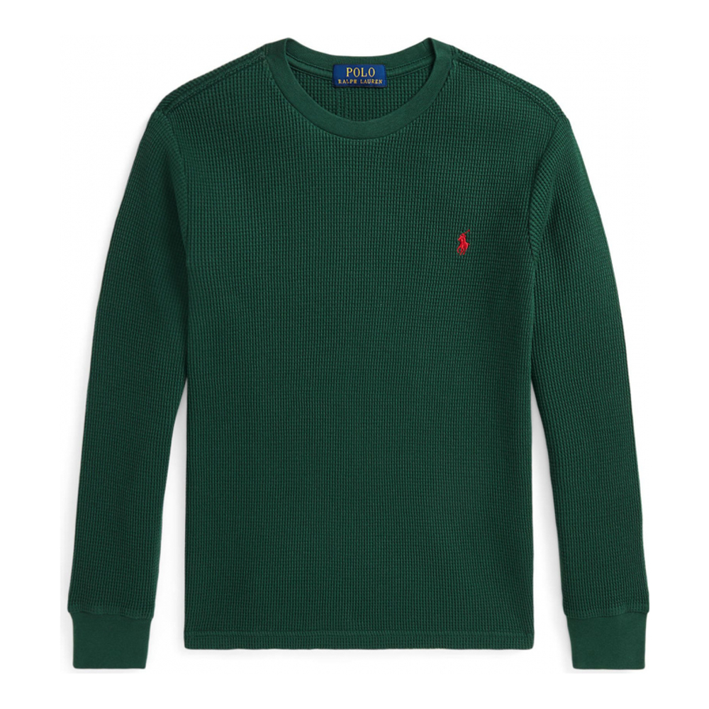 'Waffle Knit Cotton Long Sleeve T-Shirt' pour Grands garçons