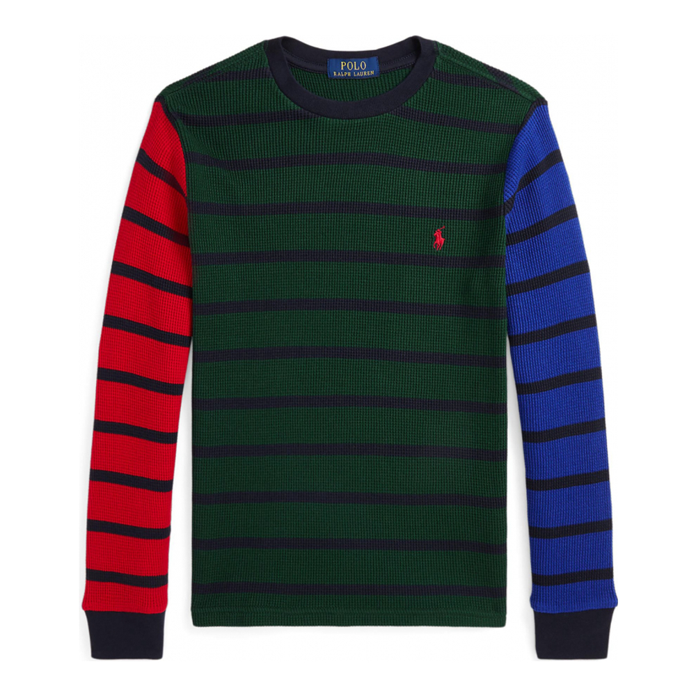 'Waffle Knit Cotton Long Sleeve T-Shirt' pour Grands garçons