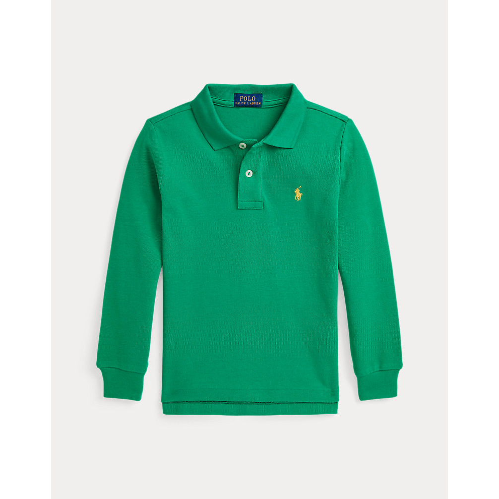 'Cotton Mesh Long-Sleeve Polo Shirt' pour Petits garçons