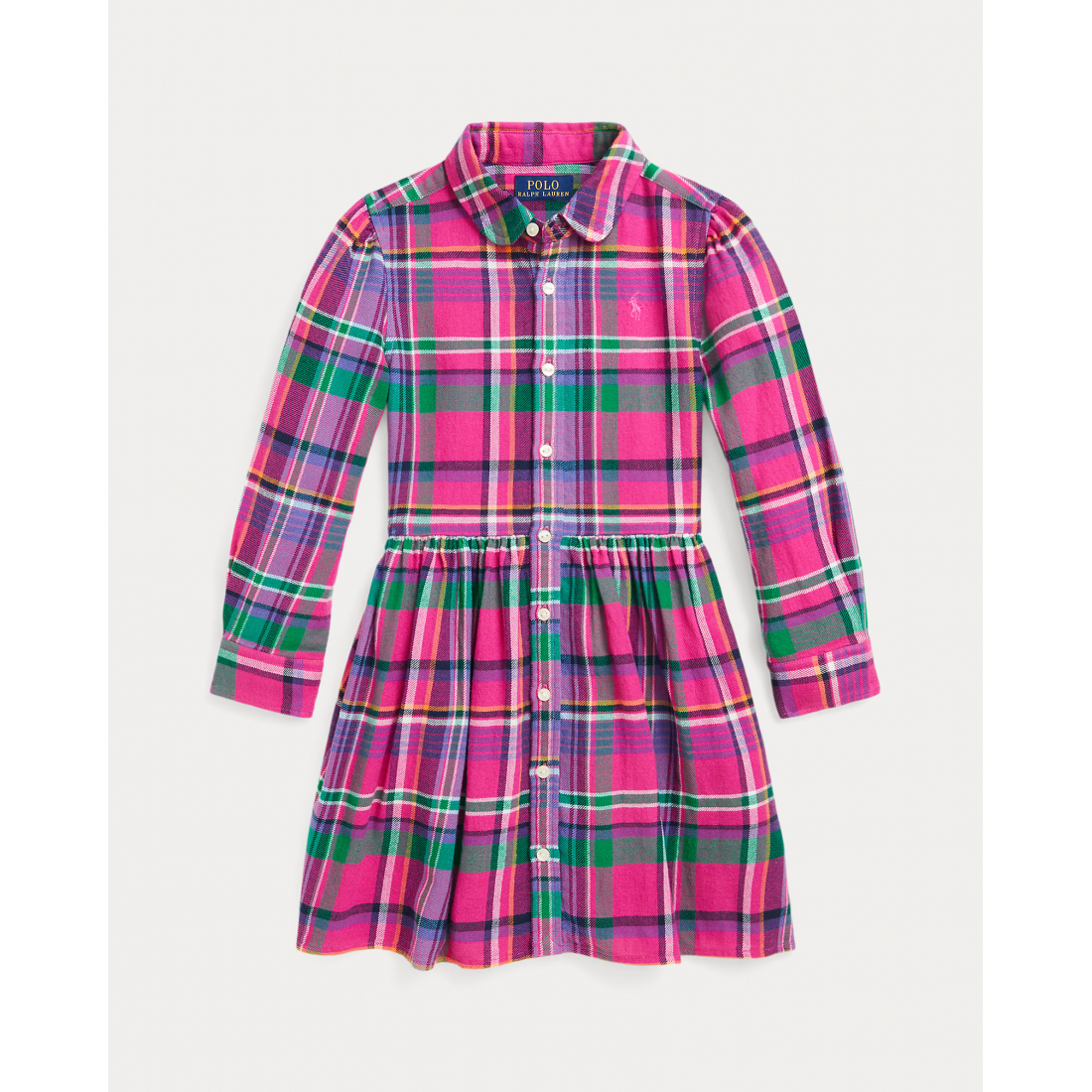 Little Girl's 'Plaid Cotton Twill Shirtdress'