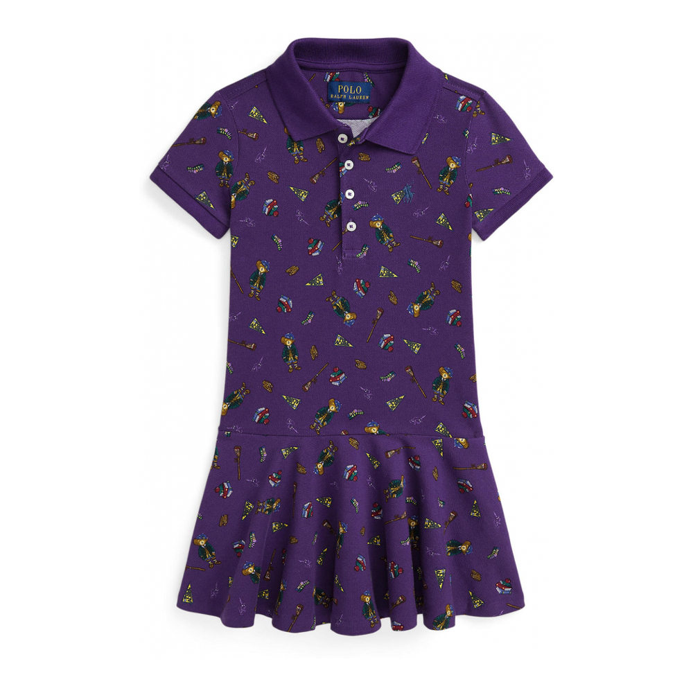 Little Girl's 'Polo Bear Stretch Mesh Polo Dress'