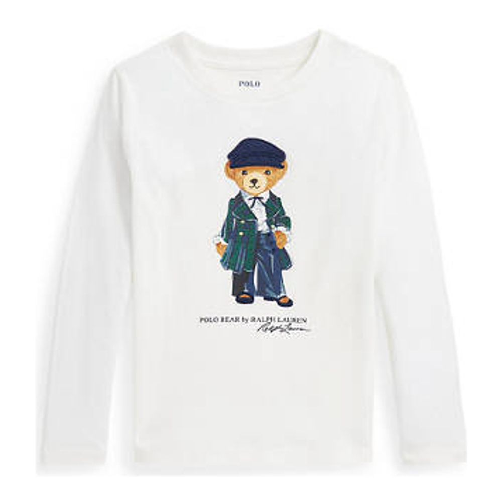 Toddler & Little Girl's 'Polo Bear Cotton Jersey Long Sleeve T-Shirt'