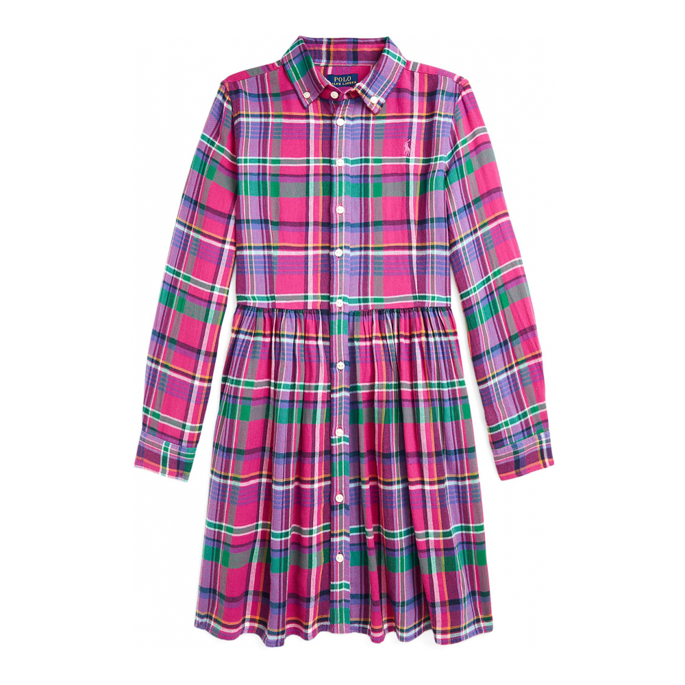 Big Girl's 'Plaid Cotton Twill Shirtdress'