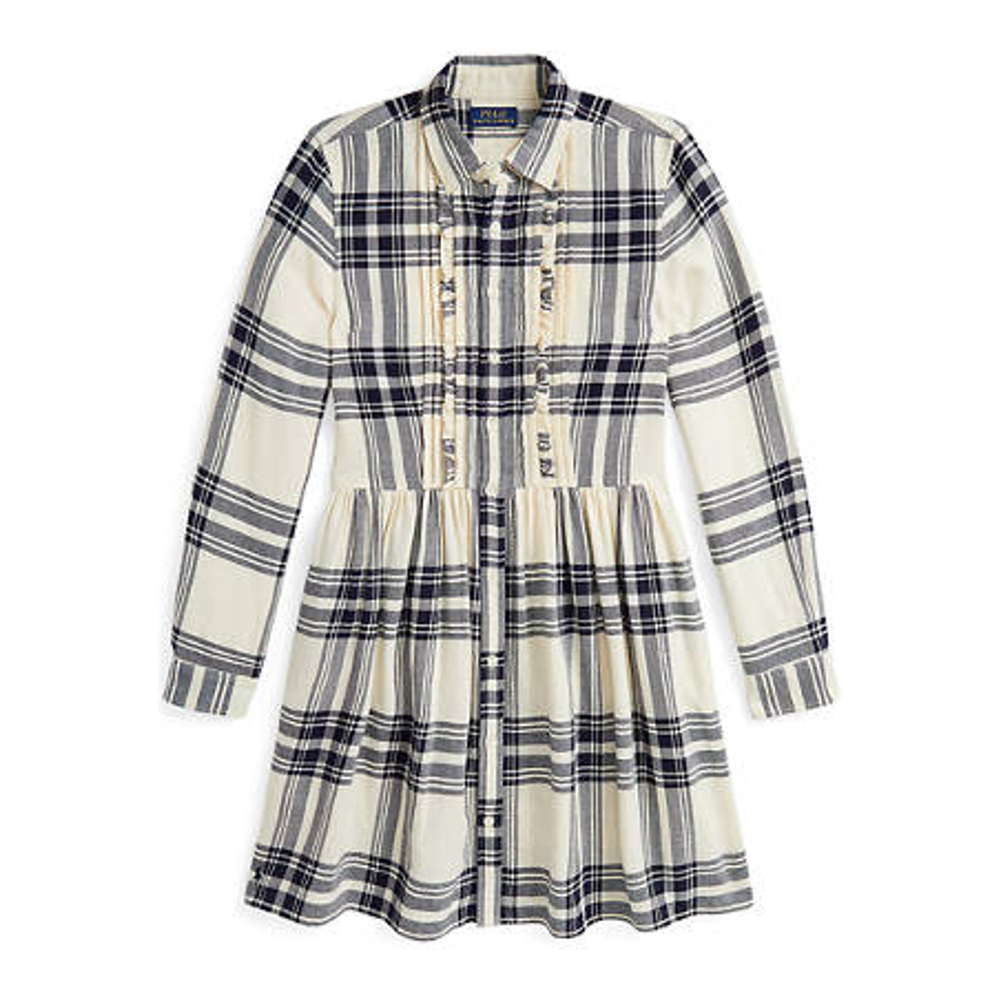 'Plaid Cotton Twill Shirtdress' pour Grandes filles
