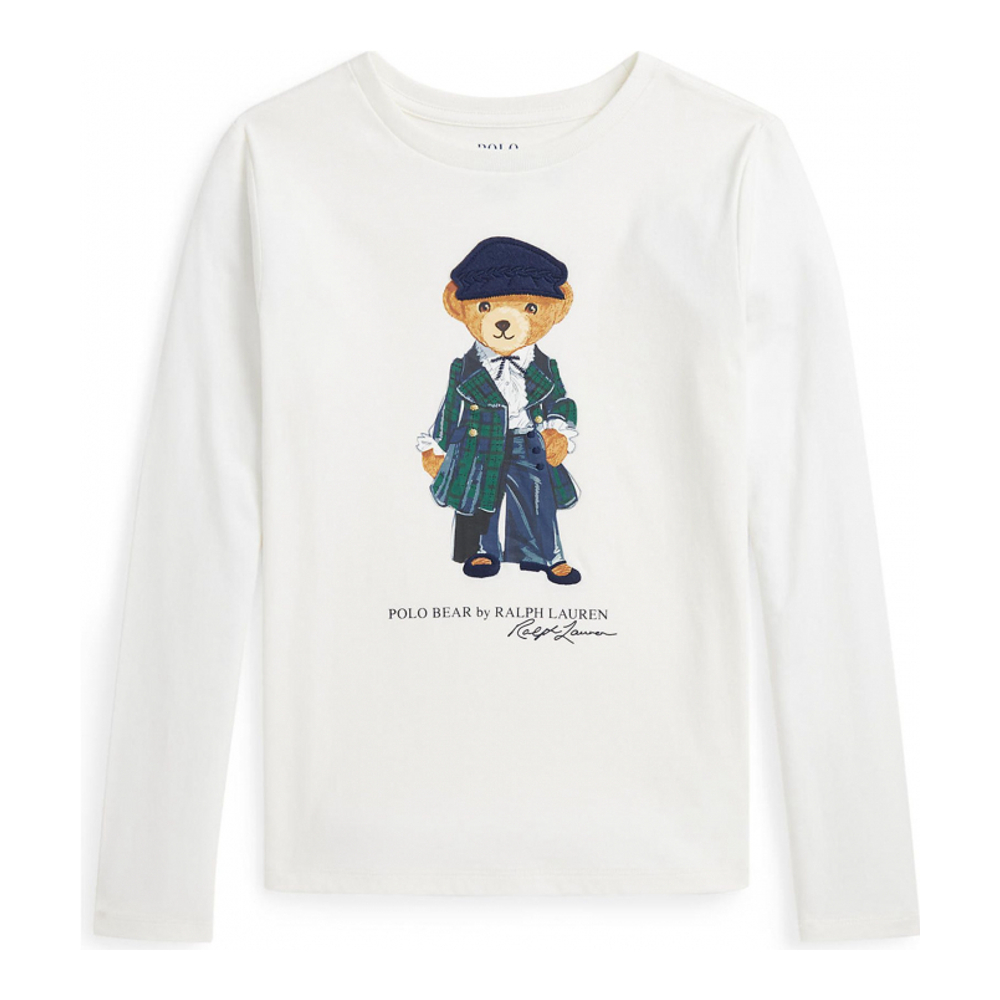 'Polo Bear Cotton Jersey Long Sleeve T-Shirt' pour Grandes filles