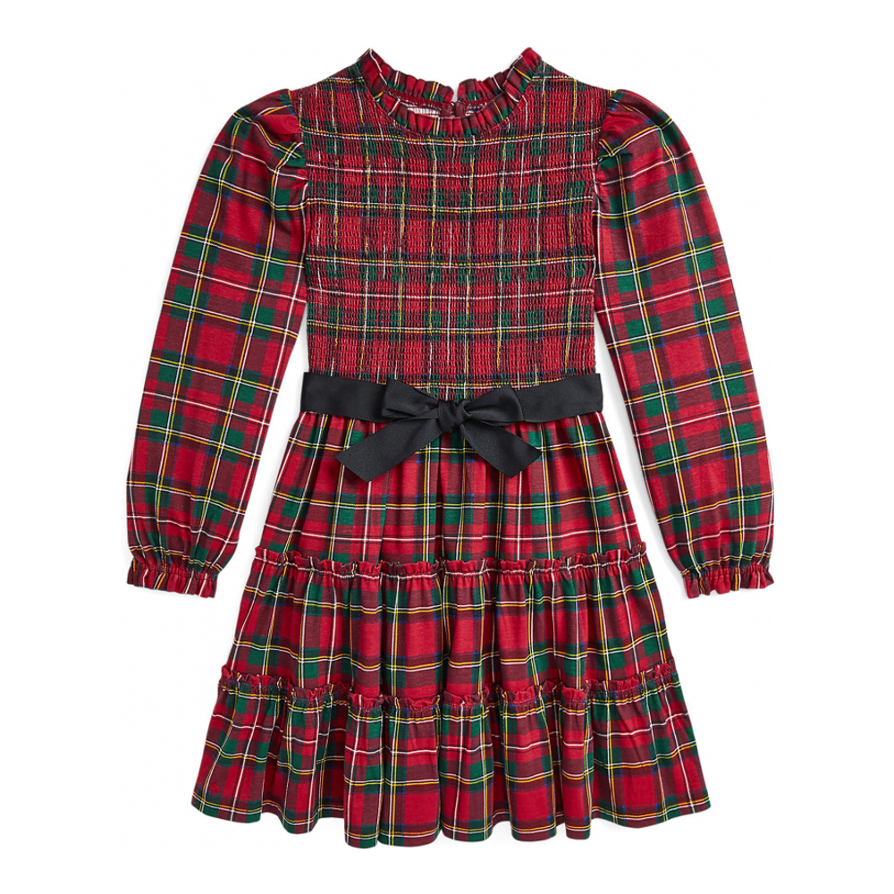 'Plaid Smocked Cotton Jersey Dress' pour Grandes filles