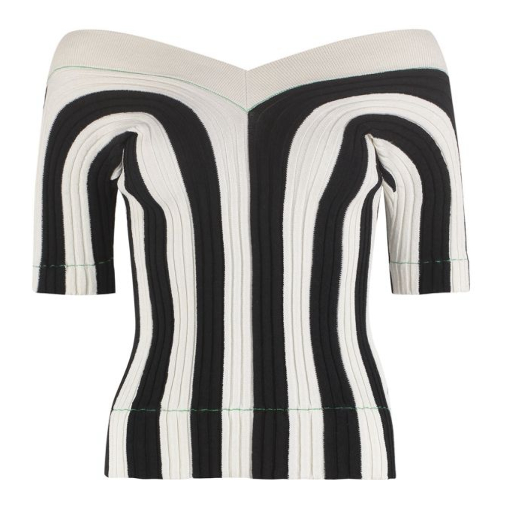 Top à manches courtes 'Striped Knit' pour Femmes