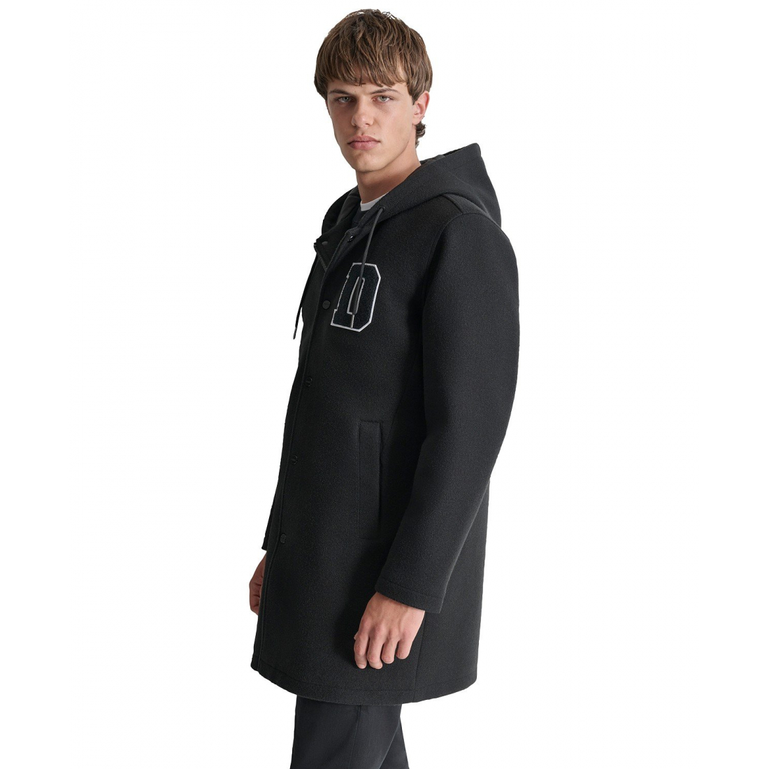 Men's 'Tufted-Chenille Logo Appliqué Long Hooded Stadium' Overcoat